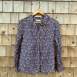 Orvis blue and white floral-patterned size 8 blouse